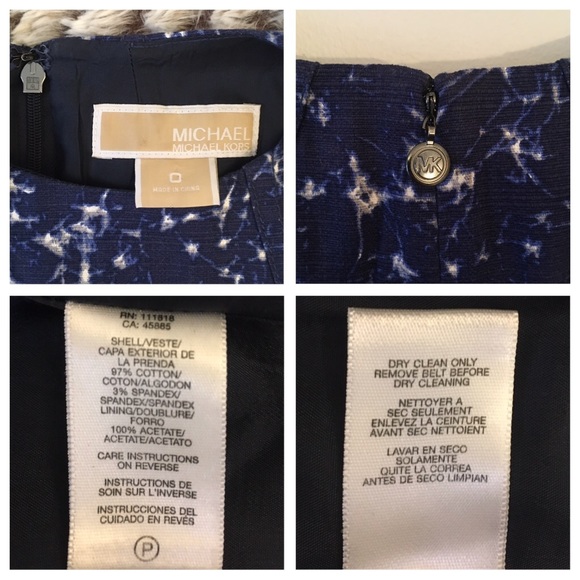 💕Michael Kors Sleeveless Navy/Print Sheath Dress - Picture 8 of 8